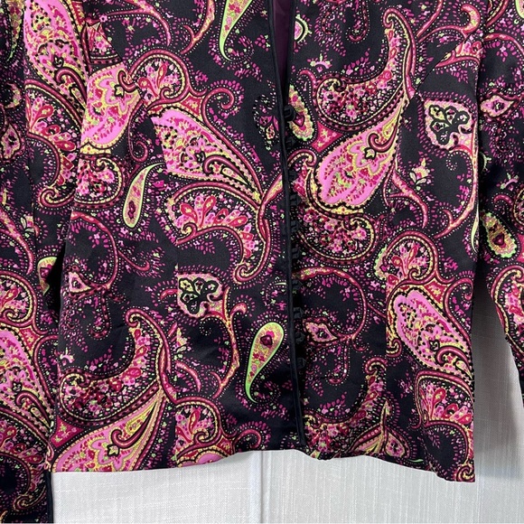 JS Collections Silk Paisley Beaded Jacket Button Front Blazer Coat Size 10 - Picture 3 of 16